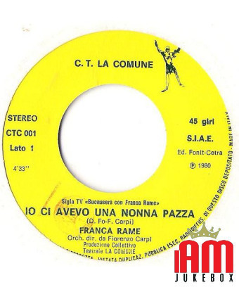 J'avais une grand-mère folle I Chiacchieroni [Franca Rame] - Vinyl 7", 45 RPM [product.brand] 1 - Shop I'm Jukebox 