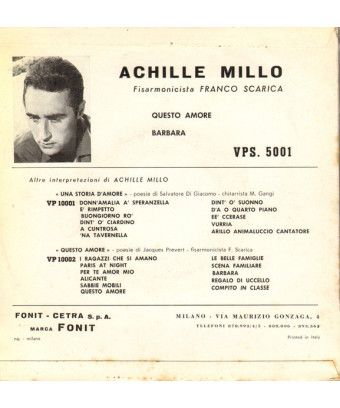 This Love (Pesie By Jacques Prevert) [Achille Millo] - Vinyl 7", 45 RPM [product.brand] 1 - Shop I'm Jukebox 