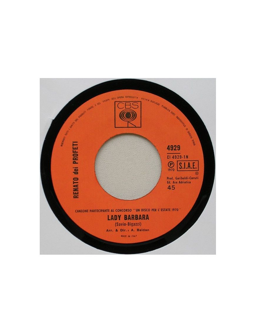 Lady Barbara [Renato Dei Profeti] - Vinyl 7", 45 RPM [product.brand] 1 - Shop I'm Jukebox 