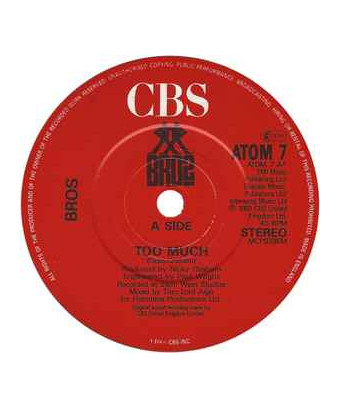 Too Much [Bros] - Vinyl 7", 45 RPM, Single