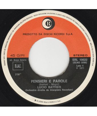 Pensieri E Parole [Lucio Battisti] - Vinyl 7", 45 RPM [product.brand] 1 - Shop I'm Jukebox 