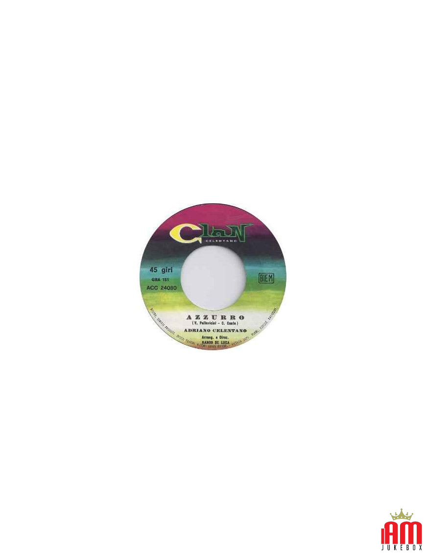 Azzurro [Adriano Celentano] - Vinyl 7", 45 RPM, Single [product.brand] 1 - Shop I'm Jukebox 