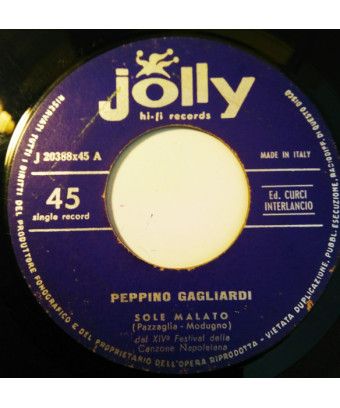 Sole Malato [Peppino Gagliardi] - Vinyle 7", 45 tours, Single [product.brand] 1 - Shop I'm Jukebox 