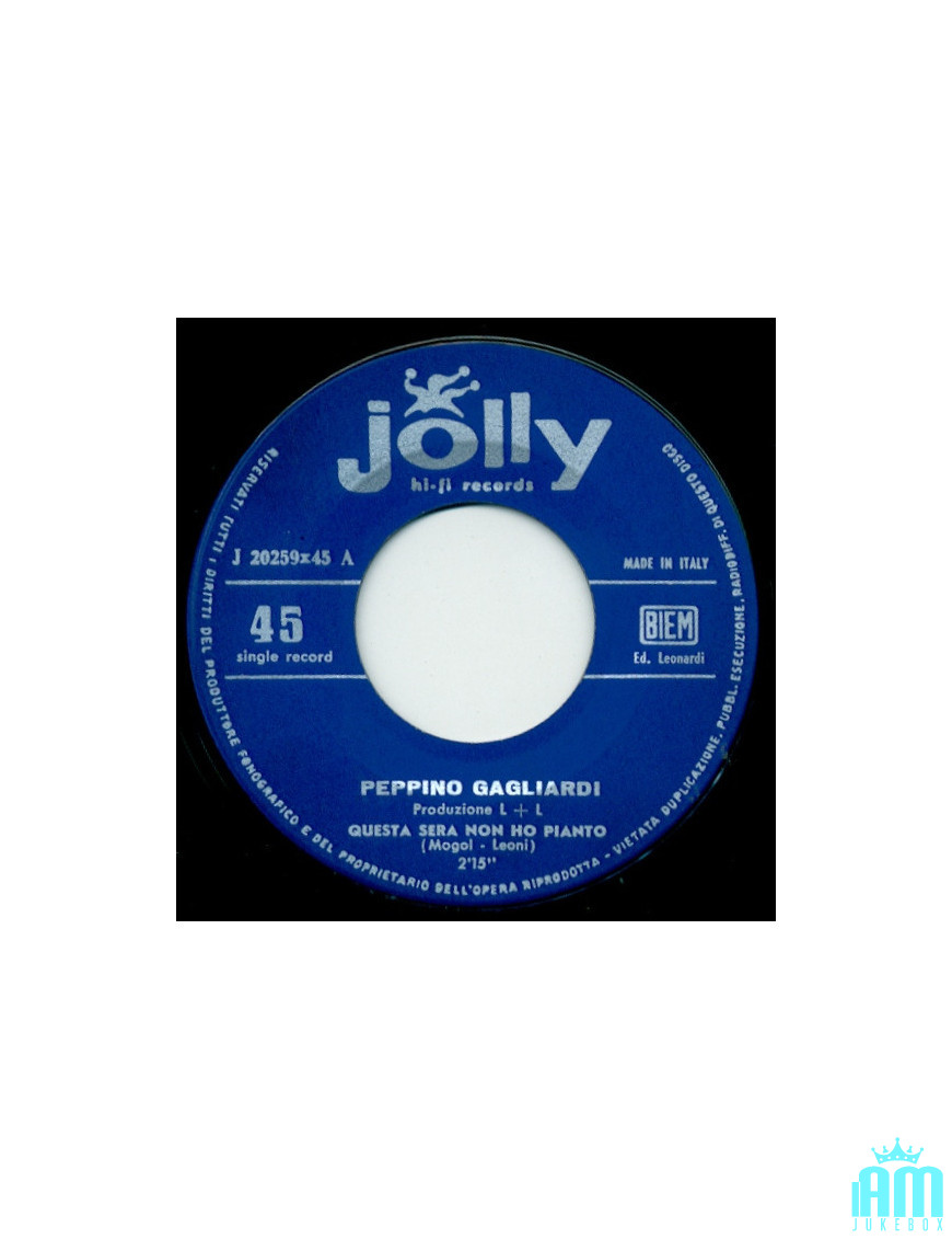 Questa Sera Non Ho Pianto [Peppino Gagliardi] - Vinyl 7", 45 RPM [product.brand] 1 - Shop I'm Jukebox 