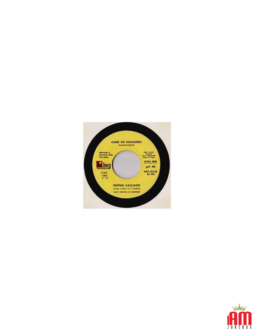 Come Un Ragazzino [Peppino Gagliardi] - Vinyl 7", 45 RPM [product.brand] 1 - Shop I'm Jukebox 