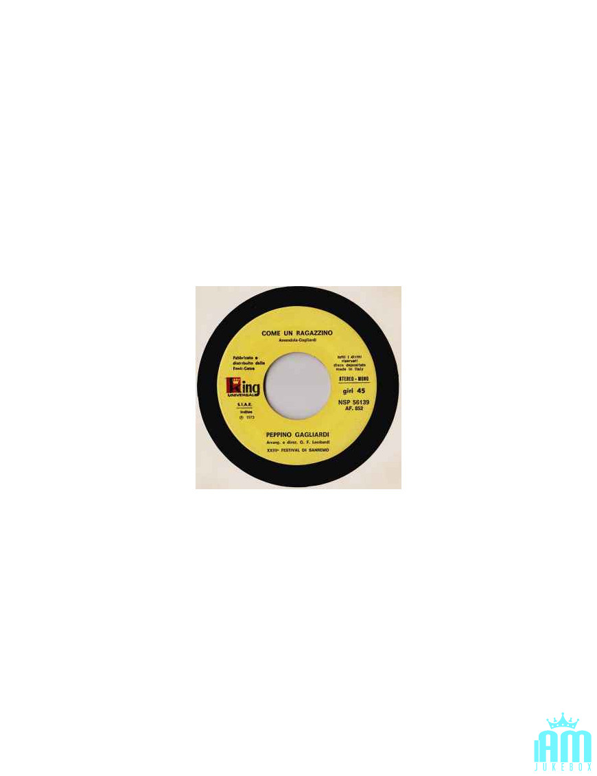 Comme un petit garçon [Peppino Gagliardi] - Vinyle 7", 45 tours [product.brand] 1 - Shop I'm Jukebox 