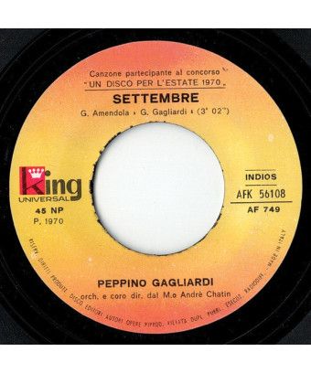 September [Peppino Gagliardi] – Vinyl 7", 45 RPM [product.brand] 1 - Shop I'm Jukebox 