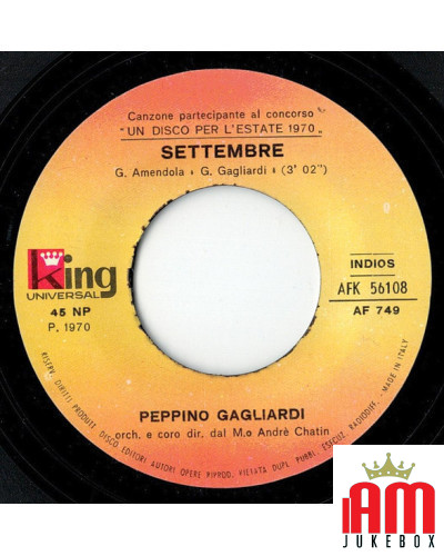 Septembre [Peppino Gagliardi] - Vinyle 7", 45 RPM [product.brand] 1 - Shop I'm Jukebox 