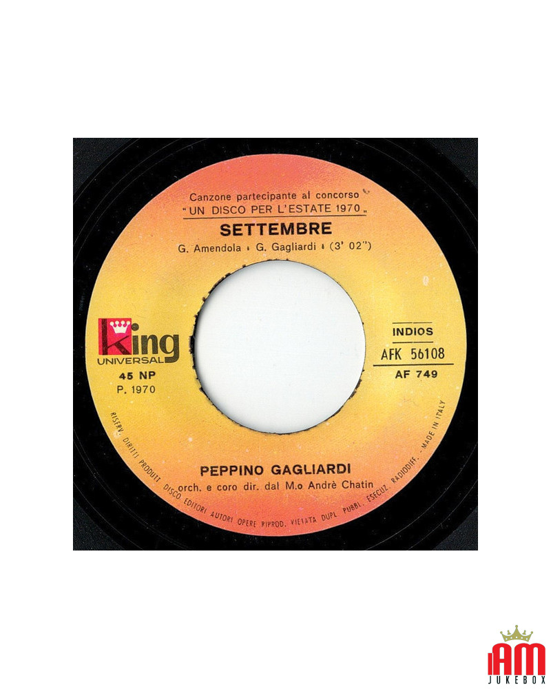 Septembre [Peppino Gagliardi] - Vinyle 7", 45 RPM [product.brand] 1 - Shop I'm Jukebox 