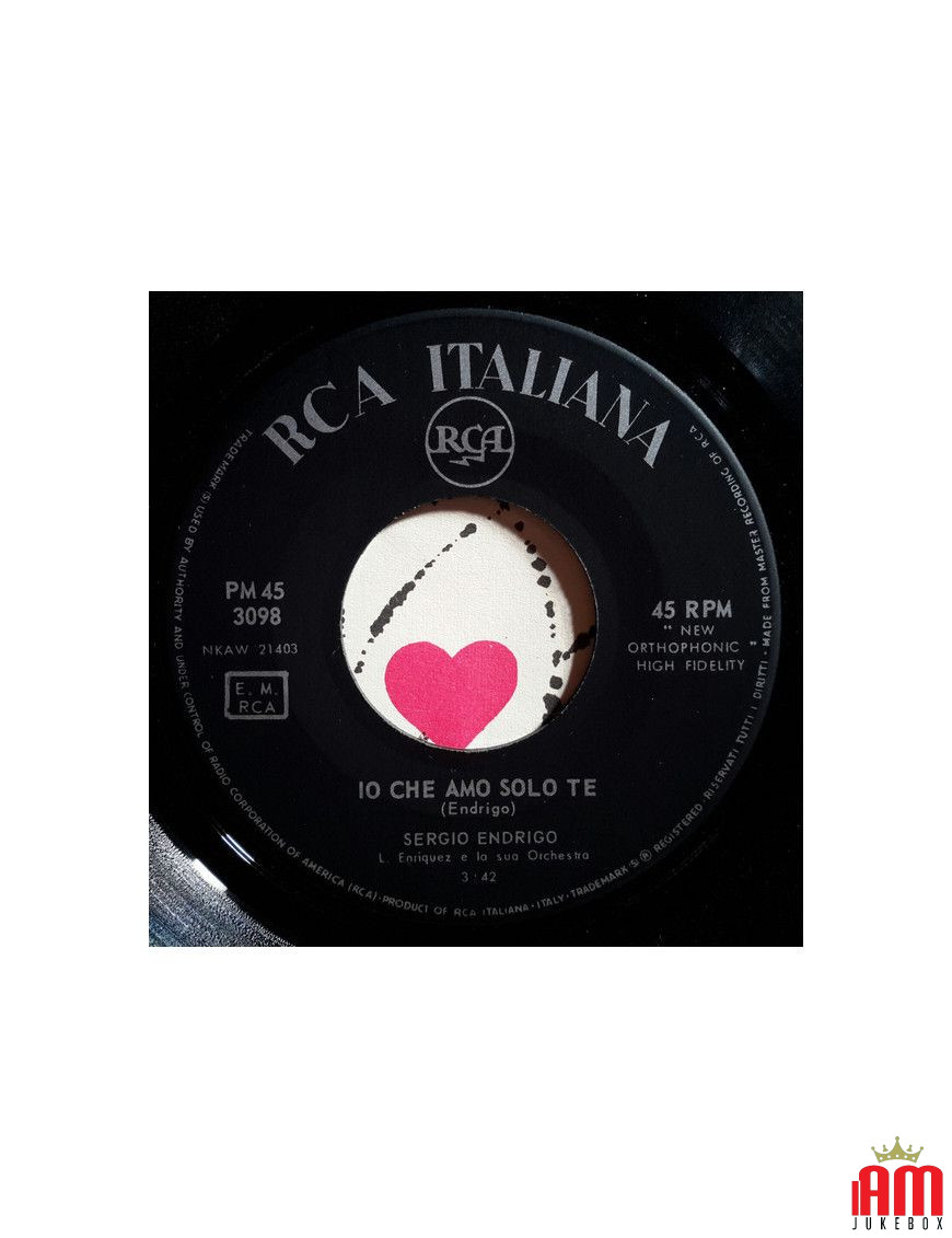 Io Che Amo Solo Te [Sergio Endrigo] – Vinyl 7", 45 RPM, Neuauflage, Mono [product.brand] 1 - Shop I'm Jukebox 