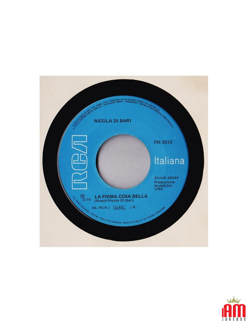 La Prima Cosa Bella [Nicola Di Bari] – Vinyl 7", 45 RPM, Mono [product.brand] 1 - Shop I'm Jukebox 