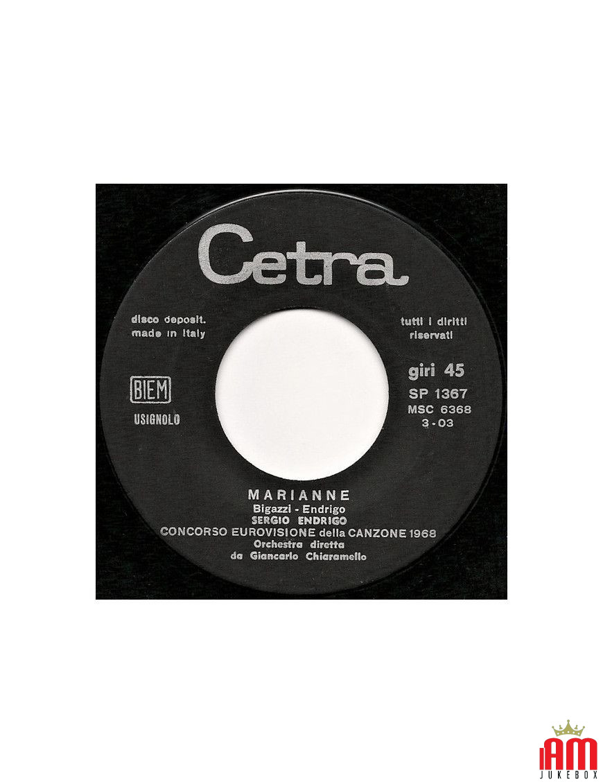 Marianne [Sergio Endrigo] – Vinyl 7", 45 RPM [product.brand] 1 - Shop I'm Jukebox 