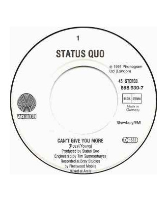 Can't Give You More [Status Quo] - Vinyl 7", 45 RPM, Single [product.brand] 1 - Shop I'm Jukebox 
