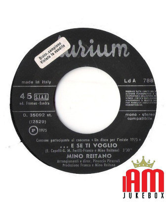 ... And If I Want You [Mino Reitano] - Vinyl 7", 45 RPM, Single [product.brand] 1 - Shop I'm Jukebox 