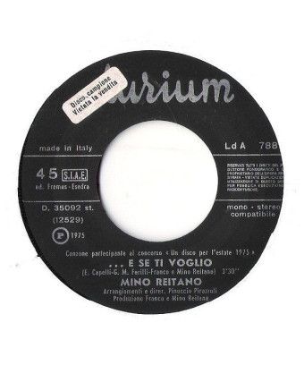 ... E Se Ti Voglio [Mino Reitano] - Vinyl 7", 45 RPM, Single [product.brand] 1 - Shop I'm Jukebox 