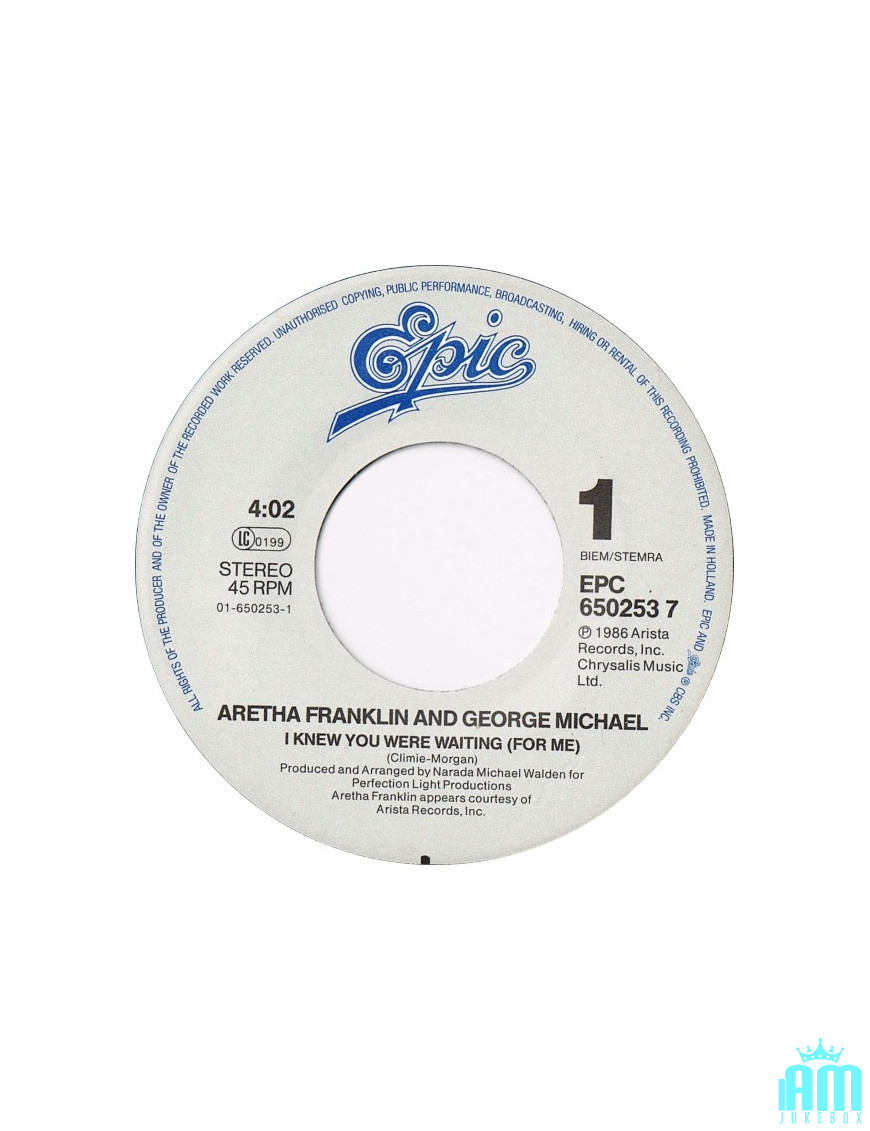 I Knew You Were Waiting (For Me) [Aretha Franklin,...] - Vinyl 7", 45 RPM, Single, Stereo