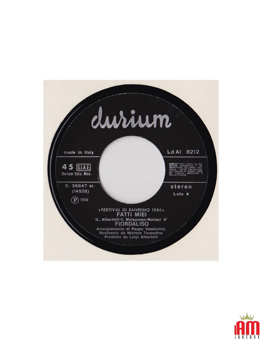 Fatti Miei [Fiordaliso] - Vinyl 7", 45 RPM [product.brand] 1 - Shop I'm Jukebox 