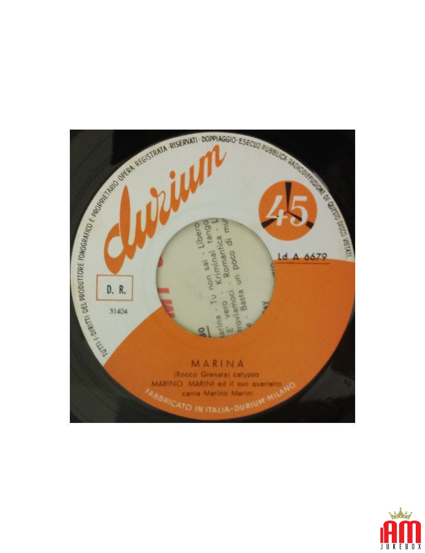 Marina Sei Bella [Marino Marini Ed Il Suo Quartetto] – Vinyl 7", 45 RPM [product.brand] 1 - Shop I'm Jukebox 