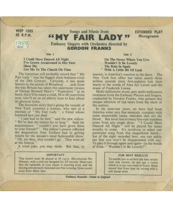 Songs & Music From ?My Fair Lady? [Embassy Singers & Players] - Vinyl 7", 45 RPM, EP [product.brand] 1 - Shop I'm Jukebox 