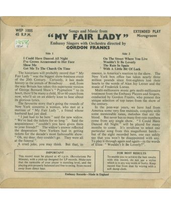 Lieder und Musik von „My Fair Lady“ [Embassy Singers & Players] – Vinyl 7", 45 RPM, EP [product.brand] 1 - Shop I'm Jukebox 