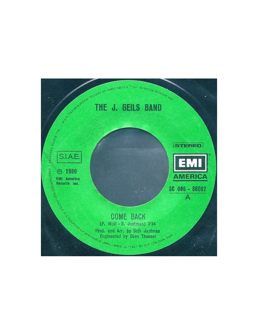 Come Back [The J. Geils Band] - Vinyl 7", 45 RPM, Single [product.brand] 1 - Shop I'm Jukebox 
