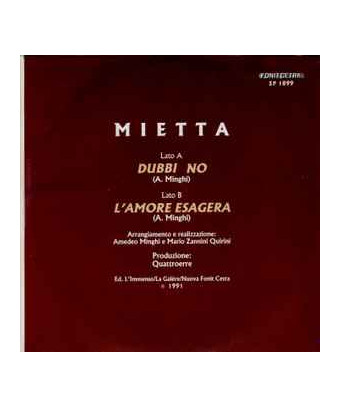 Dubbi No [Mietta] - Vinyl 7", 45 RPM [product.brand] 1 - Shop I'm Jukebox 