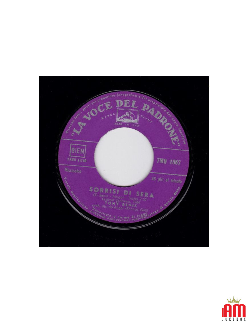 Smiles Of Evening [Tony Renis] - Vinyl 7", 45 RPM [product.brand] 1 - Shop I'm Jukebox 