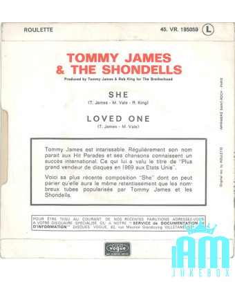 She [Tommy James & The Shondells] – Vinyl 7", 45 RPM, Single [product.brand] 1 - Shop I'm Jukebox 