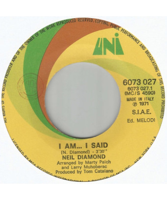 I Am... I Said [Neil Diamond] – Vinyl 7", 45 RPM [product.brand] 1 - Shop I'm Jukebox 