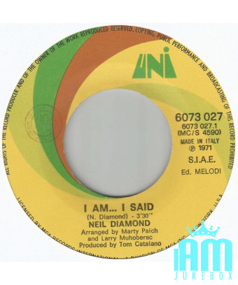 Je suis... j'ai dit [Neil Diamond] - Vinyl 7", 45 tr/min [product.brand] 1 - Shop I'm Jukebox 