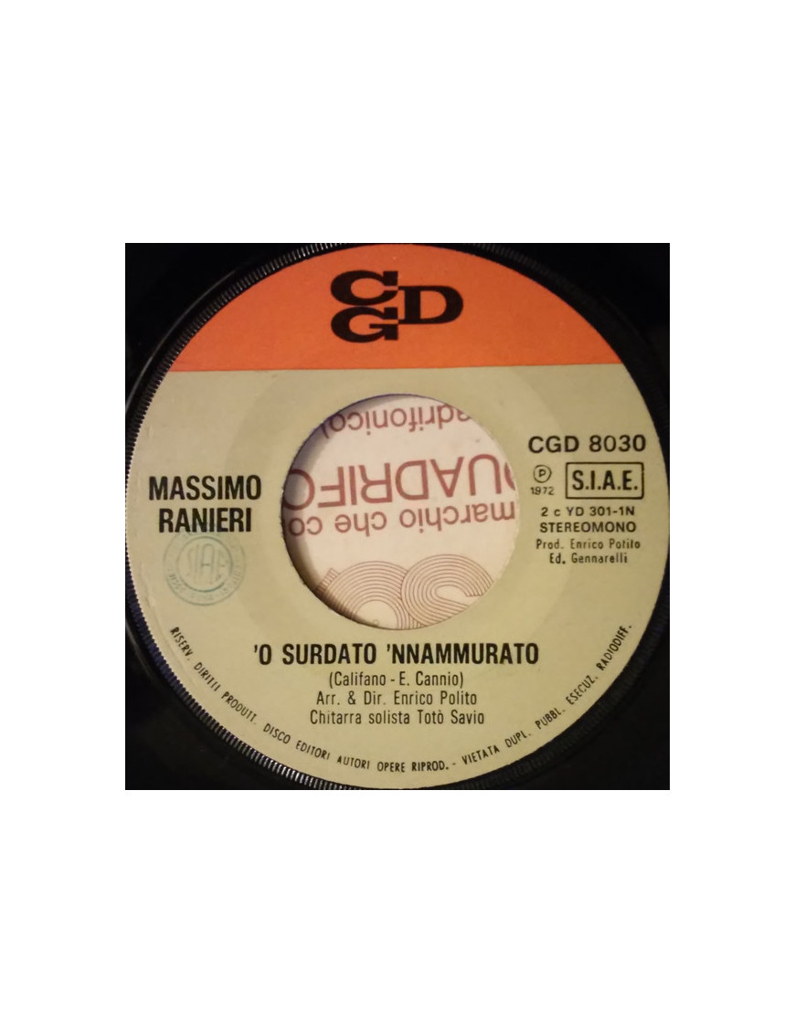 'O Surdato 'Nnammurato [Massimo Ranieri] - Vinyl 7", 45 RPM
