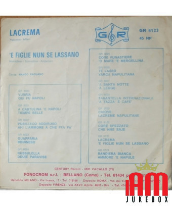 Lacrema 'E Figlie Nun Se Lassano [Nando Paduano] – Vinyl 7", 45 RPM [product.brand] 1 - Shop I'm Jukebox 