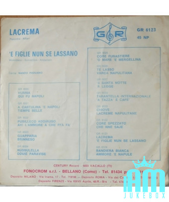Lacrema 'E Figlie Nun Se Lassano [Nando Paduano] - Vinyl 7", 45 RPM [product.brand] 1 - Shop I'm Jukebox 