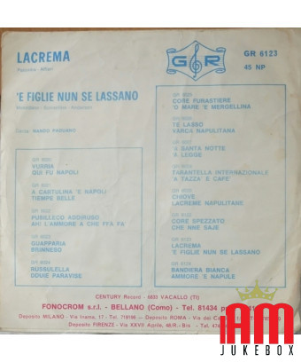 Lacrema 'E Figlie Nun Se Lassano [Nando Paduano] - Vinyle 7", 45 tours [product.brand] 1 - Shop I'm Jukebox 