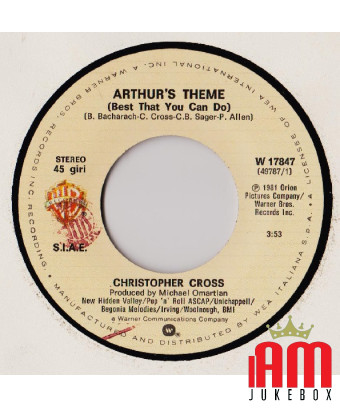 Arthur's Theme (Best That You Can Do) [Christopher Cross] – Vinyl 7", 45 RPM