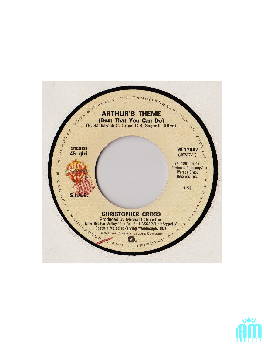 Le thème d'Arthur (le mieux que vous puissiez faire) [Christopher Cross] - Vinyle 7", 45 tr/min [product.brand] 1 - Shop I'm Juk