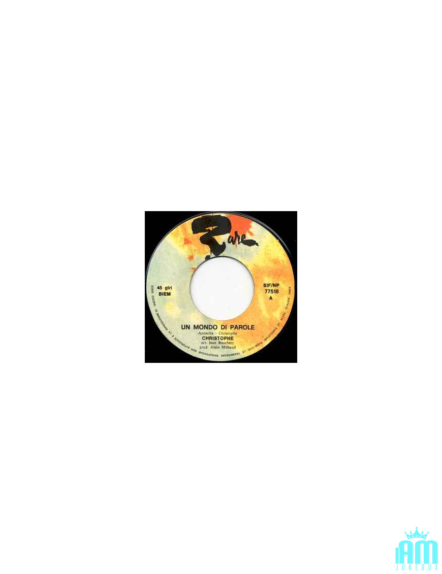 Un Mondo Di Parole Storie Su Di Te [Christophe] - Vinyl 7", 45 RPM [product.brand] 1 - Shop I'm Jukebox 