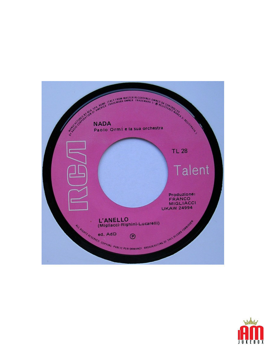 L'Anello [Nada (8)] - Vinyl 7", 45 RPM [product.brand] 1 - Shop I'm Jukebox 