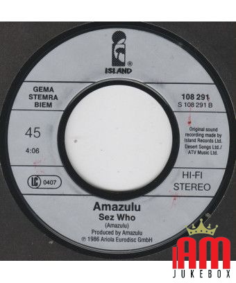 Too Good To Be Forgotten [Amazulu] - Vinyl 7", 45 RPM, Single, Stereo [product.brand] 1 - Shop I'm Jukebox 