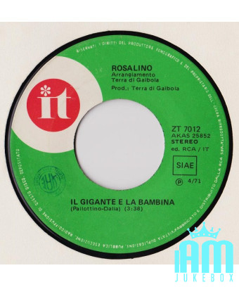 Der Riese und das kleine Mädchen Strade Su Strade [Rosalino Cellamare] – Vinyl 7", 45 RPM, Stereo [product.brand] 1 - Shop I'm J