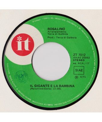 Il Gigante E La Bambina Strade Su Strade [Rosalino Cellamare] - Vinyl 7", 45 RPM, Stereo [product.brand] 1 - Shop I'm Jukebox 