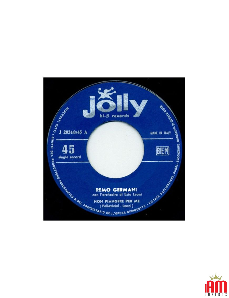 Non Piangere Per Me La Testa Nel Sacco [Remo Germani] - Vinyl 7", 45 RPM [product.brand] 1 - Shop I'm Jukebox 