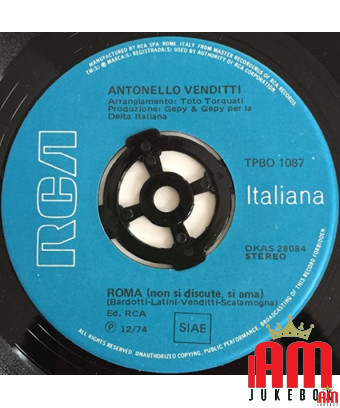 Rome (Don't Discuss, Love) [Antonello Venditti] – Vinyl 7", 45 RPM, Stereo [product.brand] 1 - Shop I'm Jukebox 