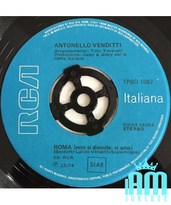 Rome (Don't Discuss, Love) [Antonello Venditti] – Vinyl 7", 45 RPM, Stereo [product.brand] 1 - Shop I'm Jukebox 