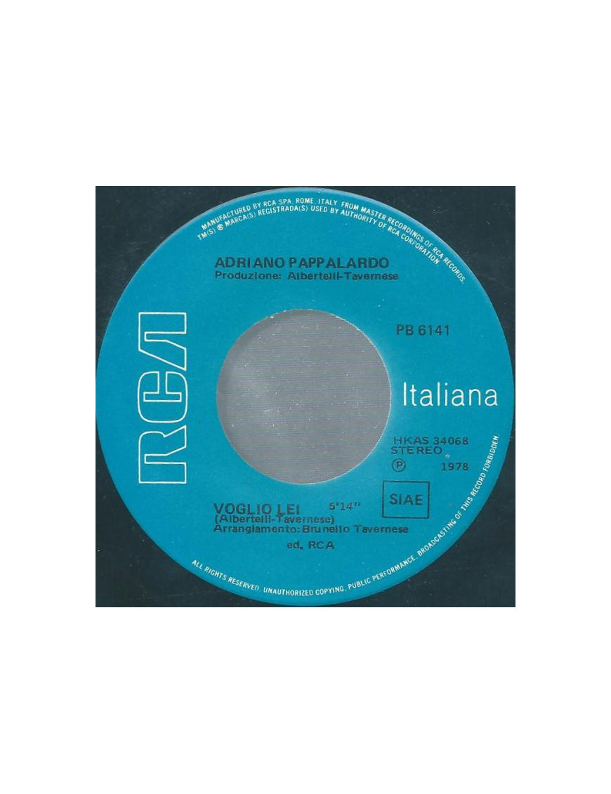 Voglio Lei   Baby [Adriano Pappalardo] - Vinyl 7", 45 RPM, Stereo