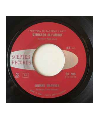 Dedicato All'Amore [Dionne Warwick] - Vinyl 7", 45 RPM [product.brand] 1 - Shop I'm Jukebox 