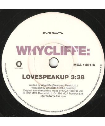 Lovespeakup [Whycliffe] - Vinyle 7", 45 tours, stéréo [product.brand] 1 - Shop I'm Jukebox 