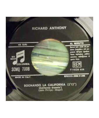 Sognando La California [Richard Anthony (2)] - Vinyl 7", 45 RPM, Single [product.brand] 1 - Shop I'm Jukebox 