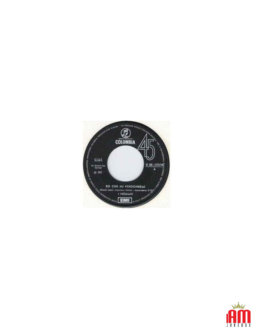 I Know You'll Forgive Me [Nomadi] - Vinyl 7", 45 RPM [product.brand] 1 - Shop I'm Jukebox 