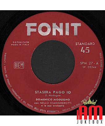 Ce soir, je paierai Bagno Di Mare à minuit [Domenico Modugno] - Vinyl 7", 45 RPM, Single